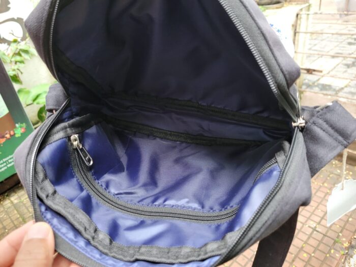 UPCYCLED DENIM & FABRIC MESSENGER BAG - Image 3