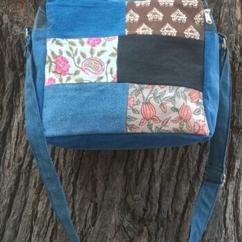 SQUARE UPCYCLED DENIM TIFFIN BAG