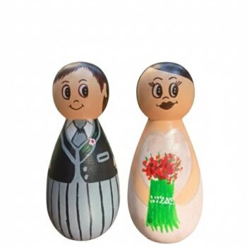 WOODEN BRIDE AND GROOM PEG DOLL SET